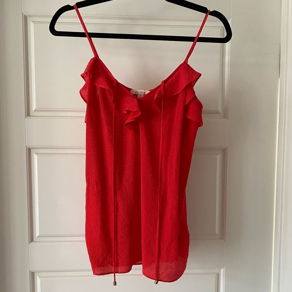 Red ruffle tank